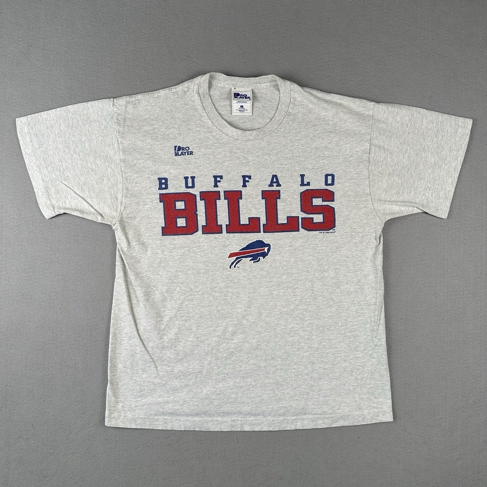 Vintage 90s Buffalo Bills Shirt Men's Large Gray 1996 Pro Player Football
